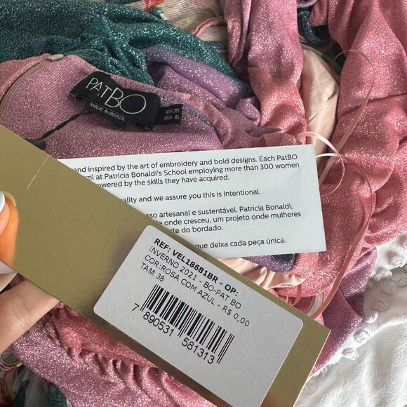 NWT PatBO Cut-out Plunge Maxi Dress Ombre Glitter Lurex Stretch Front Slit Sz 6 - Picture 3 of 12